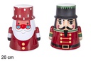 Caja metal tapa sombrero decorada Papa Noel/muñeco nieve surtido 26 cm  