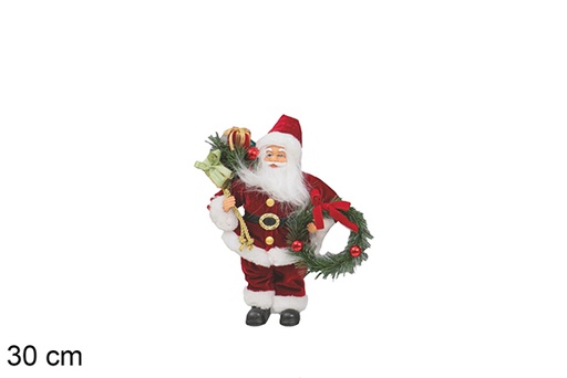 [117499] Santa Claus dressed in red with crown and gift 30 cm