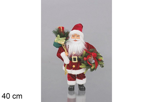 [117502] Papa Noel vestido rojo con corona y regalo 40 cm