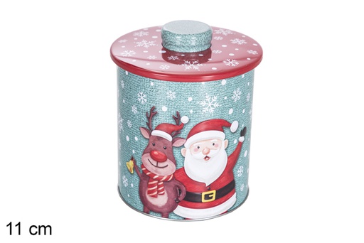 [117504] ASSORTED CHRISTMAS DECORATED ROUND METAL BOX 11 CM