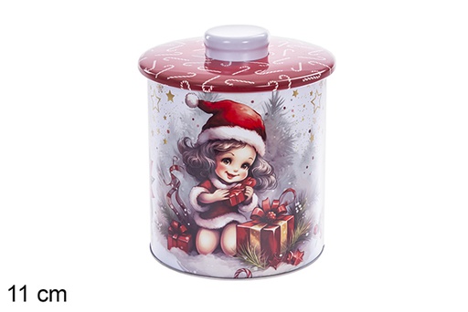 [117504] Caixa redonda de metal decorada de Natal sortida 11 cm