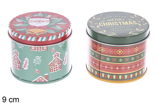 [117513] Caixa em metal com cúpula decorada de Natal sortida 9 cm