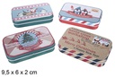 Caixa retangular em metal decorada com variada caixa expositora de Natal 9,5x6 cm