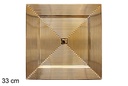 Plato cuadrado oro rayas relieve 33 cm