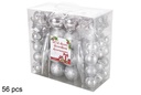 Pack 56 bolas Navidad plata mate/brillo con punta