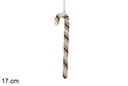 Bastón Navidad blanco con rayas verde/rojo 17 cm 