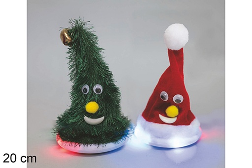 [117717] Assorted hat/tree with movement, music and LED 20 cm