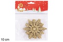 Pack 4 decorações em glitter dourado modelos variados de 10 cm