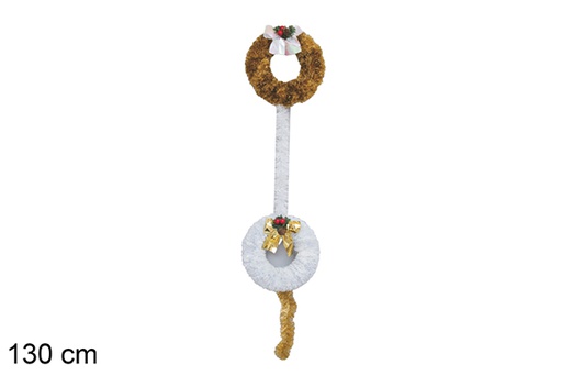 [117748] Pendente a filo con doppia corona oro/bianco 130 cm