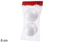 Pack 2 bolas de poliestireno para decoração de Natal de 8 cm