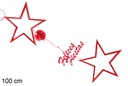 Colgante rojo con estrellas/bolas 100 cm 