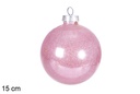 Bola Navidad PVC rosa brillo 15 cm  