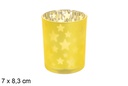 Portavela cristal mate oro/plata decorado estrellas 7x8,3 cm