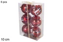Pack 6 bolas PVC rojo decoración escena navideña 10 cm  
