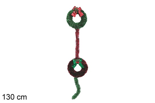 [117888] Pendente em arame com coroa verde e vermelha 130 cm