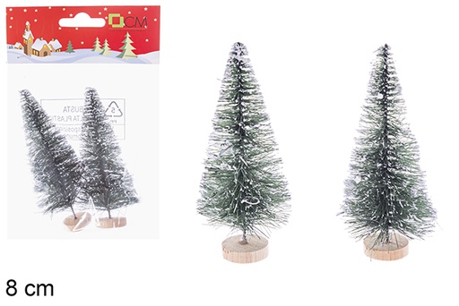 [117921] Pack 2 sapins enneigés verts 8 cm