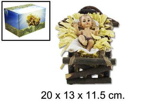 [048920] Niño jesus en cuna madera 20cm