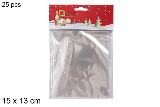 [118060] Pack 25 sachets cadeaux en PVC transparent 15x13 cm