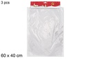 Pack 3 bolsas regalo PVC transparente 60x40 cm  