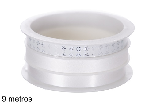 [118064] White/shiny Christmas ribbon decorated assorted 9 m