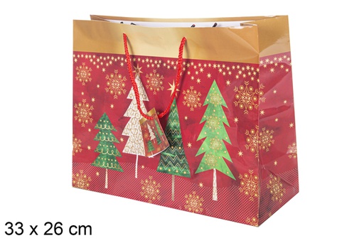 [118086] Bolsa de regalo decorada con árboles 33x26 cm 