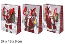 Bolsa regalo Navidad decorada blanco/rojo 24x18 cm