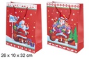 Bolsa regalo Navidad decorada blanco/rojo 26x10 cm