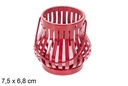 Portavelas metal Navidad rojo con vela LED 7,5x6,8 cm