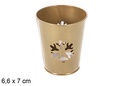 Castiçal de Natal em metal dourado com vela LED 6,6x7 cm