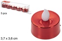 Pack 5 velas LED roja 3,7x3,6 cm