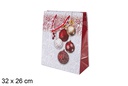 Sacola para presente de Natal decorada com bolas 32x26 cm