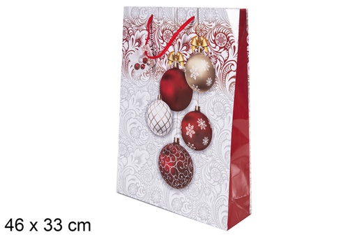 [118218] Bolsa regalo Navidad decorada bolas 46x33 cm 