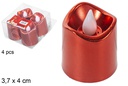 Pack 4 velas LED roja 3,7x4 cm