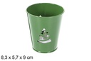 Portavelas metal Navidad verde con vela LED 8,3x5,7 cm