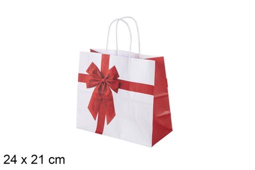 [118275] DECORATED CHRISTMAS GIFT BAG WITH BOW 24X21 CM