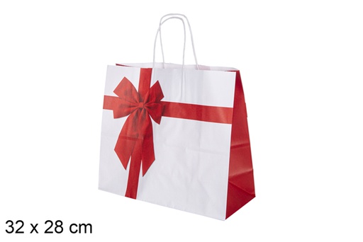 [118281] DECORATED CHRISTMAS GIFT BAG WITH BOW 32X28 CM