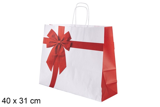[118283] DECORATED CHRISTMAS GIFT BAG WITH BOW 40X31 CM