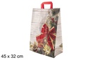 Sacola para presente de Natal decorada com laços 45x32 cm
