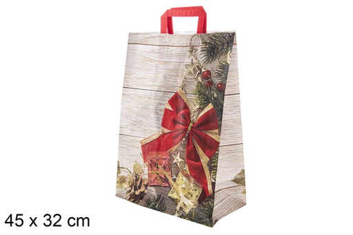 [118290] Busta regalo natalizia decorata con fiocchi 45x32 cm