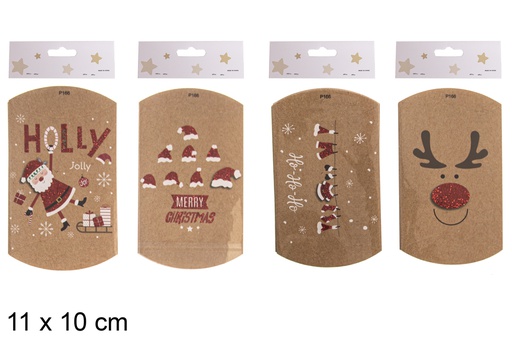 [118303] Pack 2 caixas de presente marrons decoração de Natal 11x10 cm