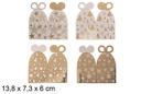Pack 2 cajas regalo oro decorada navideña 13,8x7,3 cm