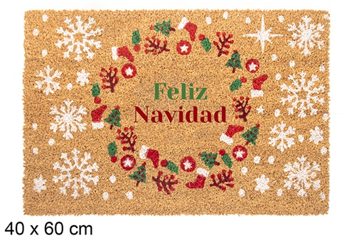 [118328] Felpudo decorado corona Feliz Navidad 40x60cm