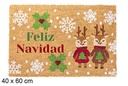 Felpudo decorado renos Feliz Navidad 40x60 cm