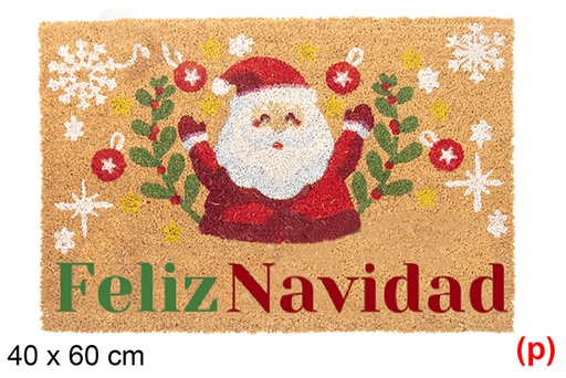 [118343] Paillasson décoré Père Noël gui Joyeux Noël 40x60 cm