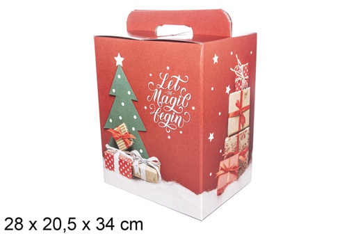 [118351] Scatola per torta con manici decorata con vischio Merry Christmas 28x20,5 cm 