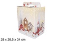 Caja bizcocho blanca con asas detalles rojo Navidad 28x20,5 cm
