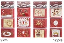 Pack 12 tarjetas felicitación Navidad decoración surtida 9 cm
