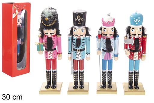 [118374] Casse-noix de Noël en bois couleurs assorties 30 cm