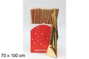 Papel cielo laminado Navidad dorado con estrellas rojas 70x100 cm