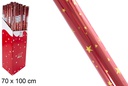 Papel cielo laminado Navidad rojo con estrellas dorado 70x100 cm